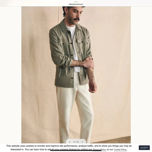 Faherty Movement Flex Linen Shirt Jacket Olive Isle